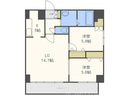 ハイムエルデZW(2LDK/8階)の間取り写真