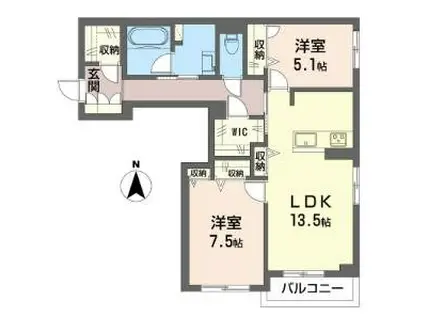 シャーメゾン東小金井(2LDK/3階)の間取り写真