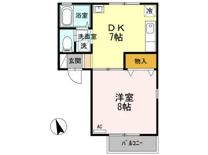 メイゾンM(1DK/2階)の間取り写真