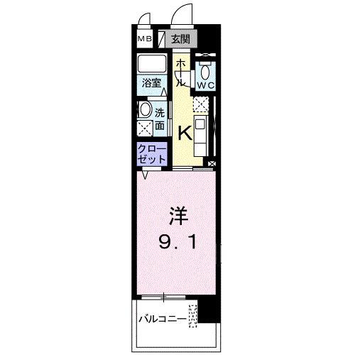 モア ドリーム(1K/1階)の間取り写真