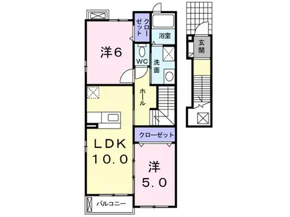 ルナハイツ霧島(2LDK/2階)の間取り写真