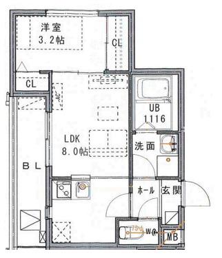 エハコ日暮通(1LDK/4階)の間取り写真