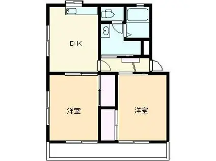 コーポラス安芸(2DK/3階)の間取り写真
