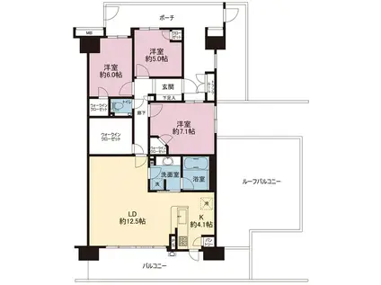 シティ能見台つどいの街四番館(3LDK/14階)の間取り写真