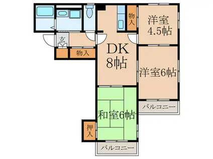 キャッスル鷺宮(3DK/3階)の間取り写真