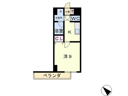 エンゼルプラザイースト1(1K/9階)の間取り写真