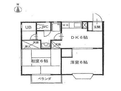 グリーンリーフ(2DK/2階)の間取り写真