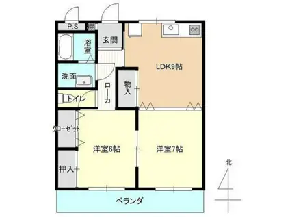 トミオビルII(2LDK/3階)の間取り写真