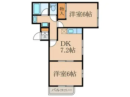 ツインクレストII(2DK/2階)の間取り写真