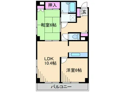 サニーテラス西寺尾(2LDK/3階)の間取り写真