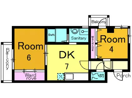 グリーンコート椥辻(2DK/4階)の間取り写真