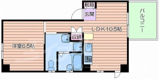 カーサ関大前(1LDK/1階)の間取り写真