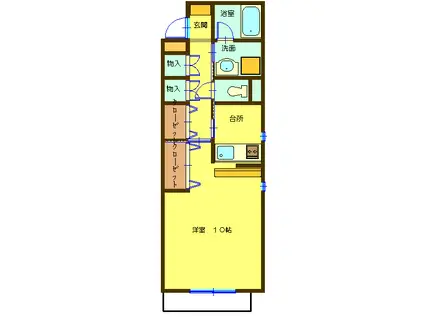 カリーノハイム(1K/1階)の間取り写真