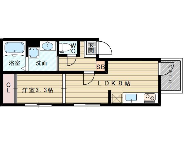 パークテラス淡路(1LDK/1階)の間取り写真