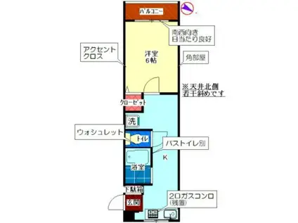 ハイツナガホリ(1K/2階)の間取り写真