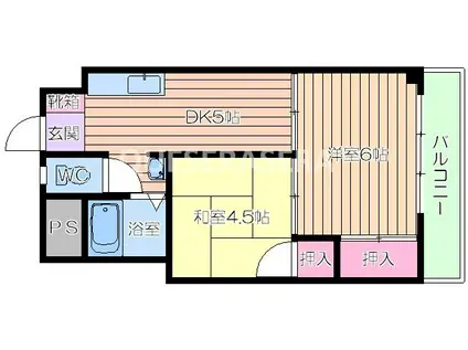 天一ハイツ(2DK/2階)の間取り写真