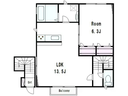 クレベール瀬田(1LDK/2階)の間取り写真
