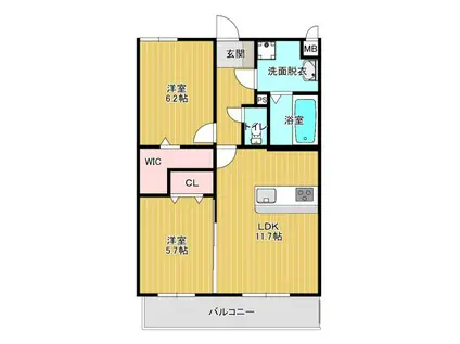 M S SUITE(2LDK/3階)の間取り写真