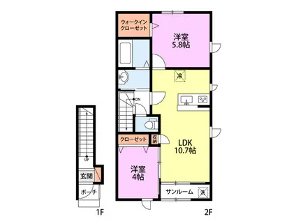 KACC213巻(2LDK/2階)の間取り写真