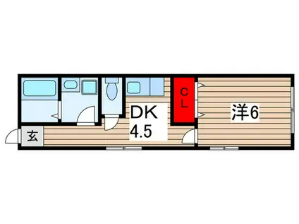 コスモパレス平塚II(1DK/1階)の間取り写真