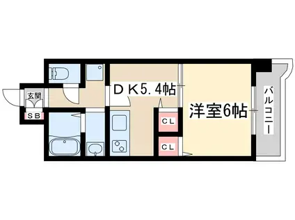 ウエストヴィラ21(1DK/2階)の間取り写真