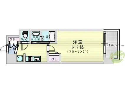 エステムコート新大阪14アイシー(1K/6階)の間取り写真