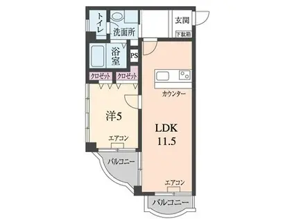 アートハイツ南今宿(1LDK/2階)の間取り写真