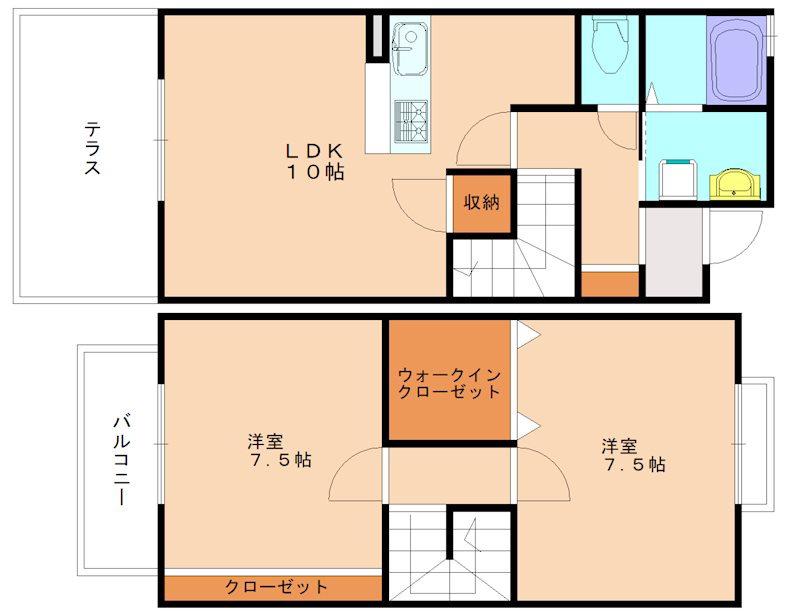 ウィルコートMINATO(2LDK/1階)の間取り写真