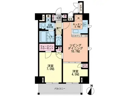 エスティメゾン赤羽(2LDK/13階)の間取り写真
