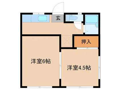 カーサ岩間(2K/1階)の間取り写真