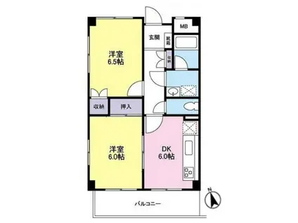 ルート立川(2DK/3階)の間取り写真