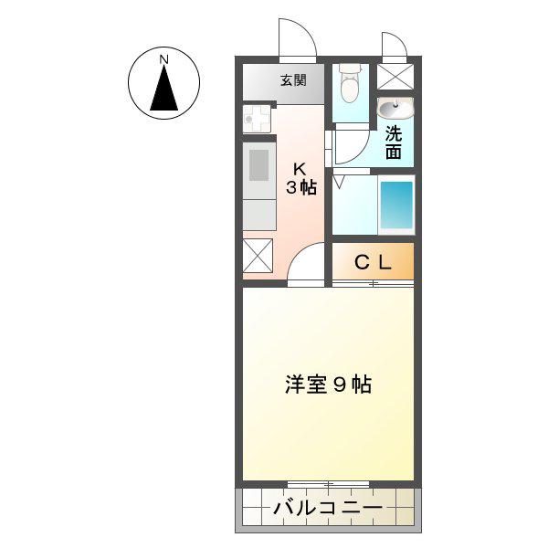 プレミール・レイ(1K/2階)の間取り写真