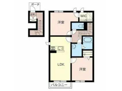 ニューフォーレスナガタD棟(2LDK/2階)の間取り写真