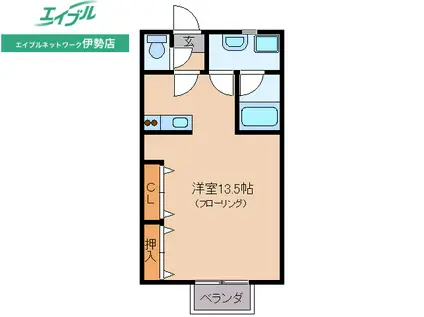 サニーヒル一之木(ワンルーム/2階)の間取り写真