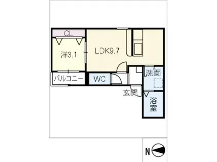 LECOCON上飯田(1LDK/1階)の間取り写真