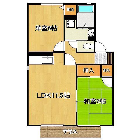 フラッターM(2LDK/1階)の間取り写真