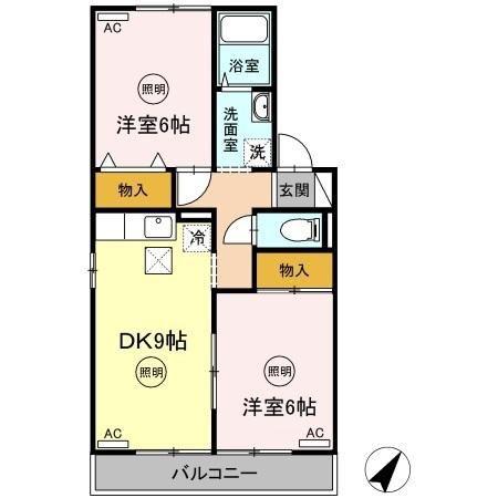 サニーコーポ C棟(2DK/1階)の間取り写真
