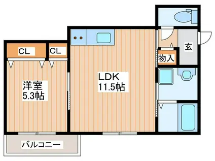 GMヒルズ対馬江(1LDK/3階)の間取り写真