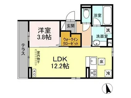 グランコスモHT(1LDK/1階)の間取り写真