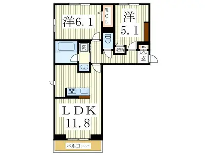 DEAR LIFE(2LDK/3階)の間取り写真