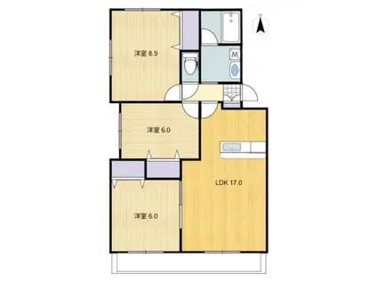 ソレイユ津島(3LDK/3階)の間取り写真