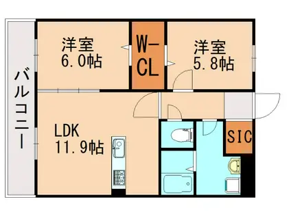SAN TAROUMARU(2LDK/2階)の間取り写真