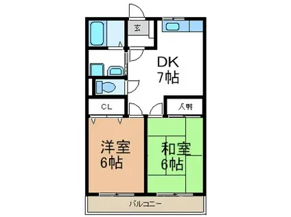 サンエイハイツ(2DK/2階)の間取り写真