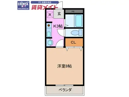 イーグルプレイス(1K/2階)の間取り写真