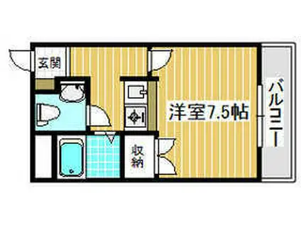 ヴィラ芥川(1K/3階)の間取り写真