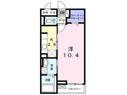 プレシオン(1K/1階)の間取り写真