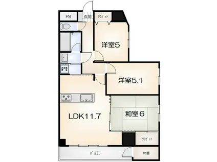 ダイアパレス徳島県庁前通(3LDK/8階)の間取り写真