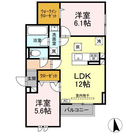 ピオネクレール(2LDK/1階)の間取り写真