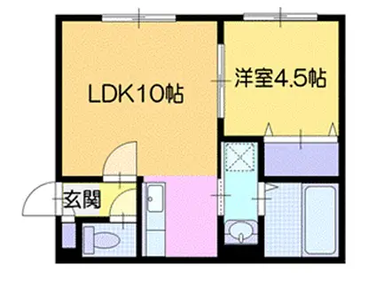リッツカールトン柏木(1LDK/2階)の間取り写真