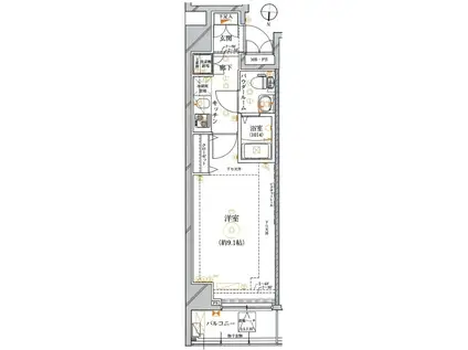 レアライズ錦糸町(1K/4階)の間取り写真